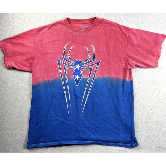 Marvel Spiderman T-Shirt Red Blue Ombre Crewneck Short Sleeve Skater Comic - Picture 3 of 13